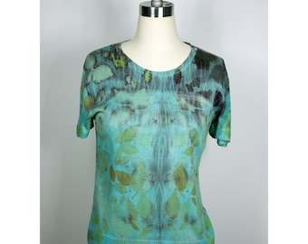 Elegant Upcycled Silk Top Eco-dyed Turquoise