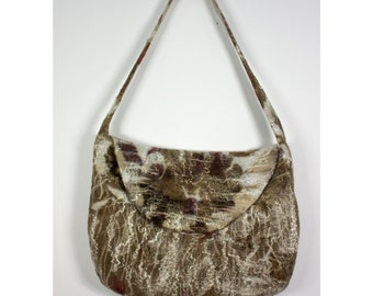 Large, Eco Printed Felted Wool Shoulder Bag