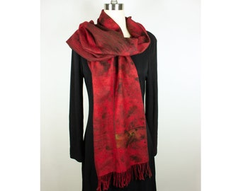 Deep Red Cashmere Scarf Eco Dyed