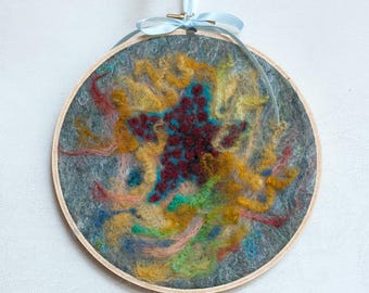 Starfish and coral felted painting