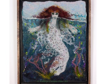 Handmade Celtic Mythology Fiber Art; A Selkie, Emerging