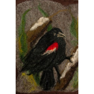 Felted Wall Hanging Red Wing Blackbird image 3