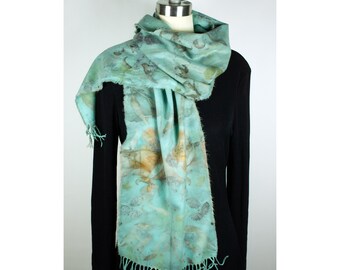 Turquoise Cashmere Scarf Eco Dyed