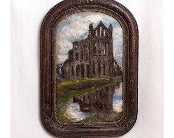 Fiber Art Gothic Painting: Whitby Abbey, England