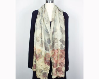 Eco Dyed Viscose Scarf with Lace Trim