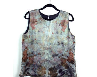 Upcycled Eco-Dyed Silk Sleeveless Top
