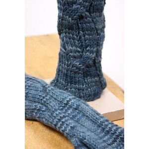 Deep Blue Cabled Fingerless Gloves image 2