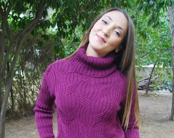 Sweeping Ribs Turtleneck Sweater Knitting Pattern (PDF)
