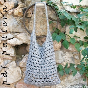 Large grey crochet hobo bag PDF pattern image 1