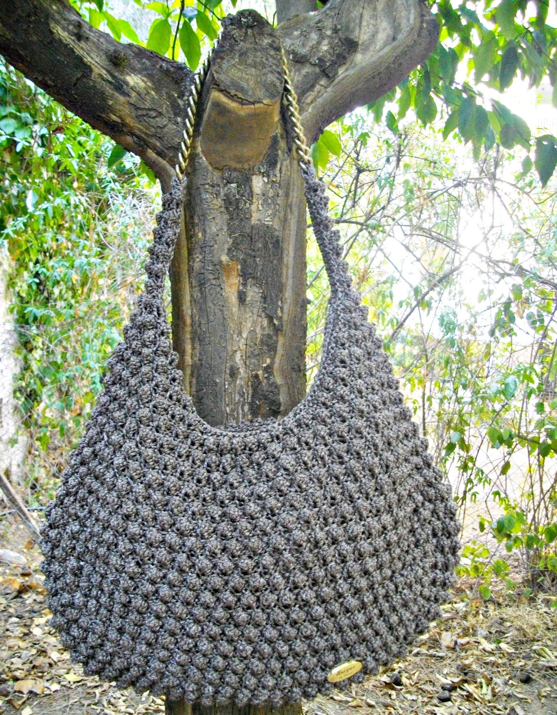 Pdf Pattern for Handknitted Bobbles Hobo Bag,brown Hobo Bag, Bobbles