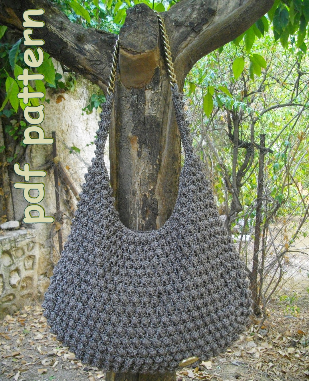 Pdf Pattern for Handknitted Bobbles Hobo Bag,brown Hobo Bag, Bobbles