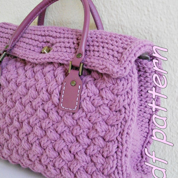 Stylish small textured hand-knit bag - PDF pattern