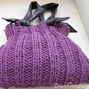 Chunky knitted bag with cables and bobbles pdf pattern image 3