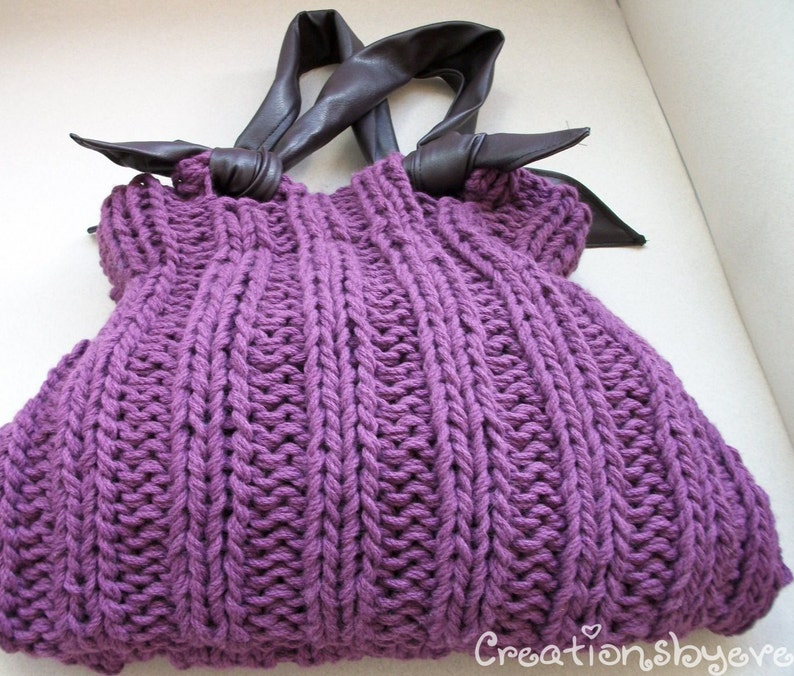 Chunky knitted bag with cables and bobbles pdf pattern image 3