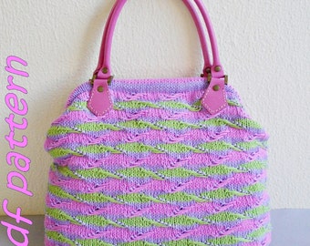 pdf pattern for knitted textured-striped bag