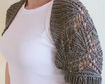 Shrug, Knit Bolero, Summer shrug, gray-brown shrug, Women shrug,  knit shrug,shoulder warmer,summer nights