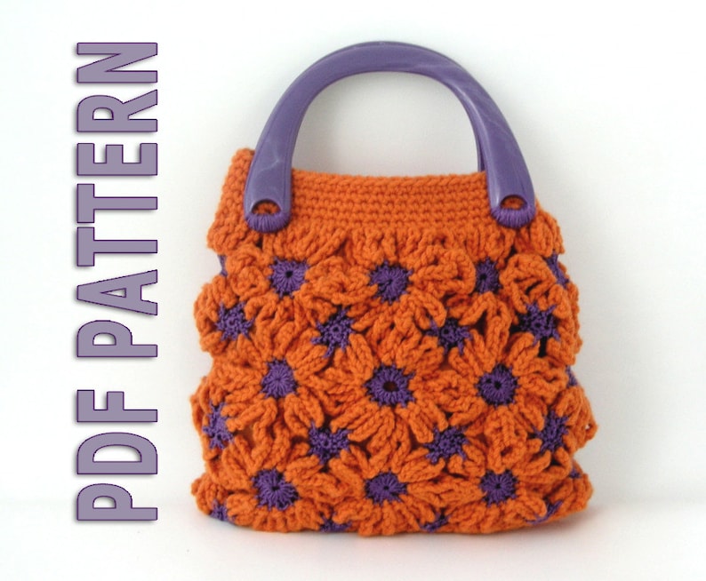 Funky crochet flowers bag pdf pattern image 2