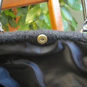 Knitted felted handbag black fair isle bordure, wool hand bag, black imitation leather handles, fair isle bordure, bag feet image 6