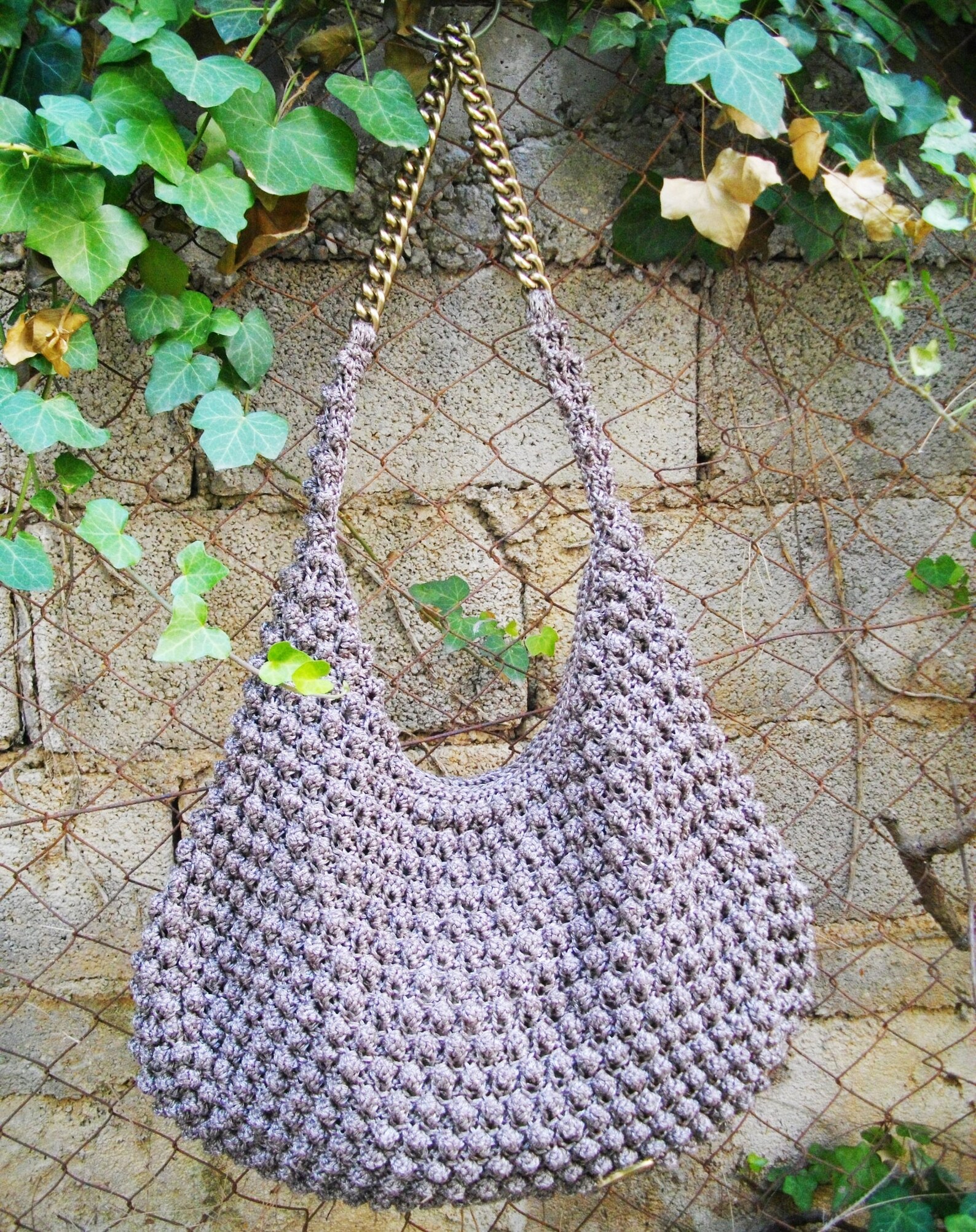 Pdf Pattern for Handknitted Bobbles Hobo Bag,brown Hobo Bag, Bobbles
