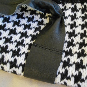 PDF pattern Black & white clutch with leather bow in goose foot pattern image 5