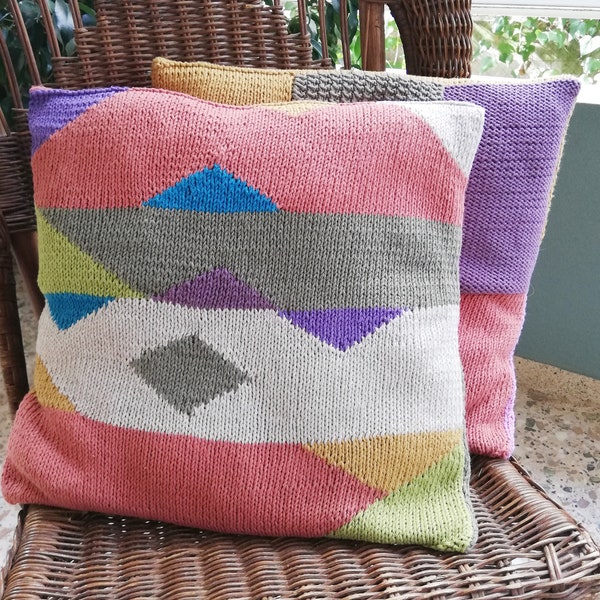 Set of two colorblock cushion covers knitting pattern pdf