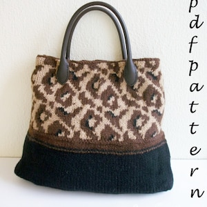 Trendy leopard-print handbag PDF pattern knitting pattern image 1