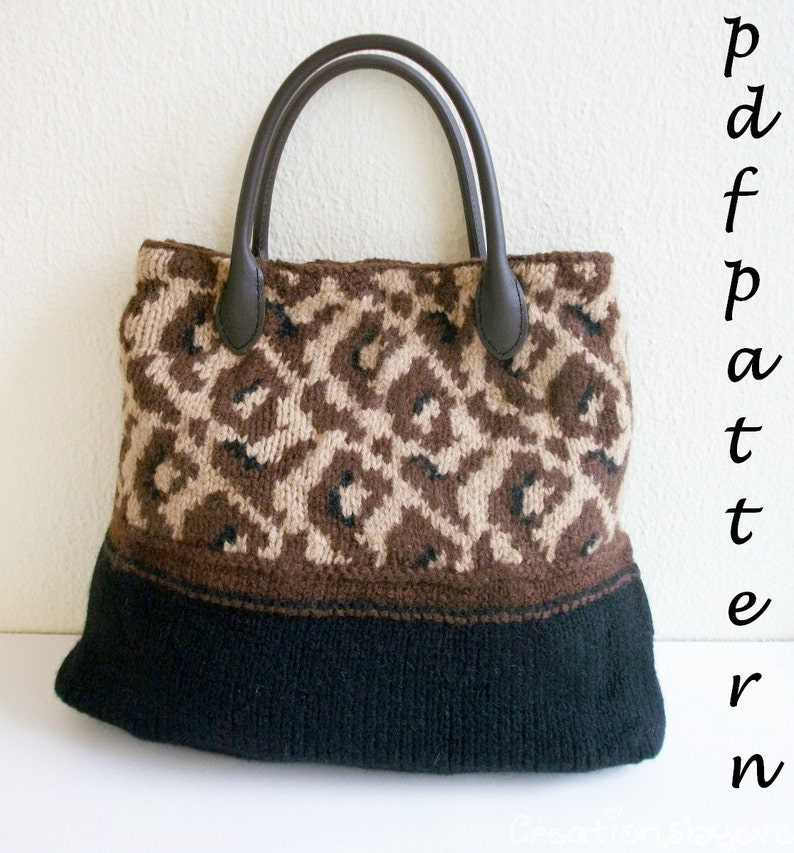 Trendy leopard-print handbag PDF pattern knitting pattern image 1