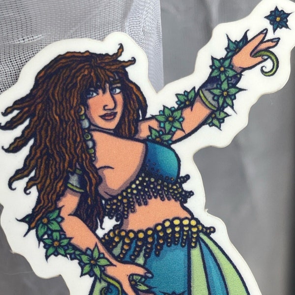 Belly Dancer Sticker Art by Lacy Chenault Teal Ruby Belly Dancer Sticker