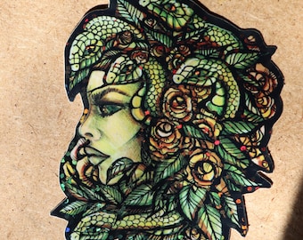Adesivo scintillante Medusa Adesivi scintillanti Gorgone - arte di Lacy Chenault