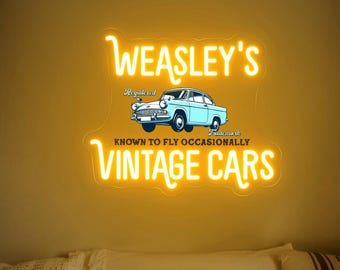 Enseigne néon Wizard Flying Car : voiture Weasley, cadeau pour amoureux des livres