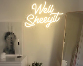 Well Sheeyit Neon Sign| Cowgirl LED Neon Light| Girly Dorm Room Decor| Preppy Pink Trendy Wall Art| Birthday Gift For Girl| Gift for her