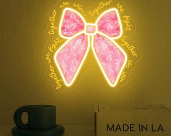 Bible Verse Pink Bow Neon Sign| Coquette Christian Sign| Retro Comfort Decor| Inspirational Saying| Pink Nursery Girly Wall Art| Pink Breast