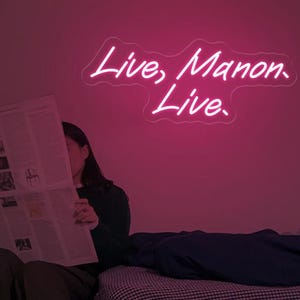 Live Manon Live Neon Sign: Book Lover&#39;s Reading Room Decor