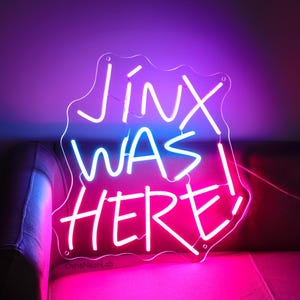 Jinx Was Here Neon Sign, Cartoon Neon Light, Anime Character Wall Hangings, Game Zone Neon , Game Room Wall Decoration, Man Cave Neon