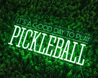 Letrero de neón "Es un buen día para jugar al pickleball"/ Letrero de juego/ Decoración de habitación para jugador de pickleball/ Regalo para amantes del pickleball/ Amante del deporte