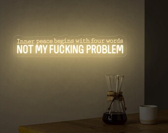 Letrero de neón "Not My Fucking Problem" / Chiste divertido / Cita divertida y sarcástica con luz LED / Letrero sarcástico / Regalos de Navidad / Decoración de dormitorio