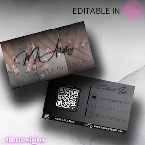 Modello modificabile per biglietti da visita fai da te - Modello di biglietto da visita preconfezionato digitale Instagram per unghie, capelli, trucco, ciglia e cera Canva