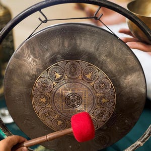 Hand-Etched 7-Metal Tibetan Gong: Sound Healing, Meditation, Yoga