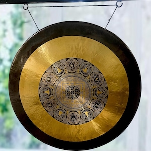 Hand-Etched 7-Metal Tibetan Gong: Sound Healing, Meditation, Yoga