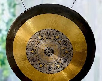 Hand-Etched 7-Metal Tibetan Gong: Sound Healing, Meditation, Yoga