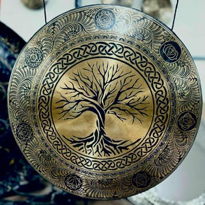 Handcrafted Tibetan Gong: Tree of Life Sound Healing, Meditation