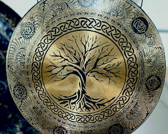 Handcrafted Tibetan Gong: Tree of Life Sound Healing, Meditation