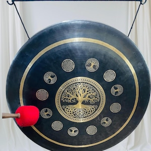 Handcrafted Tibetan Gong: Sound Healing, Meditation, and Yoga - Tree of Life Design