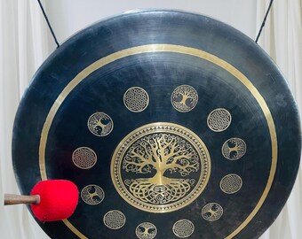 Gong tibetano artesanal: sanación sonora, meditación y yoga - Diseño Árbol de la Vida
