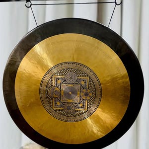 Hand-Etched 7-Metal Tibetan Gong: Sound Healing, Meditation, Yoga
