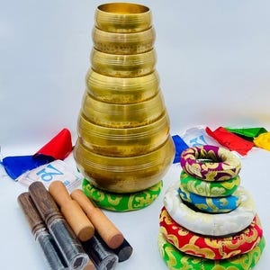 Hand Beaten Tibetan Singing Bowl Set: 7 Chakra Healing Bowls, Nepal