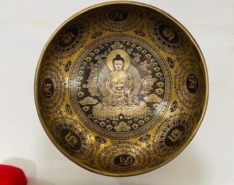 8インチの仏像彫刻シンギングボウル：サウンドヒーリングと瞑想 - Etsy
