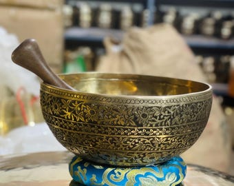 Authentic Tibetan Antique Jambati Singing Bowl | Hand-Carved Bowl for Sound Healing, Meditation & Ancient Energy Practices, Antique Gift