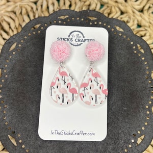 Flamingo Teardrop Earring - Dangle Fun Statement Earrings for Beach, Flamingo and Summer Lovers!