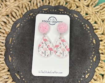 Flamingo Teardrop Earring - Dangle Fun Statement Earrings for Beach, Flamingo and Summer Lovers!